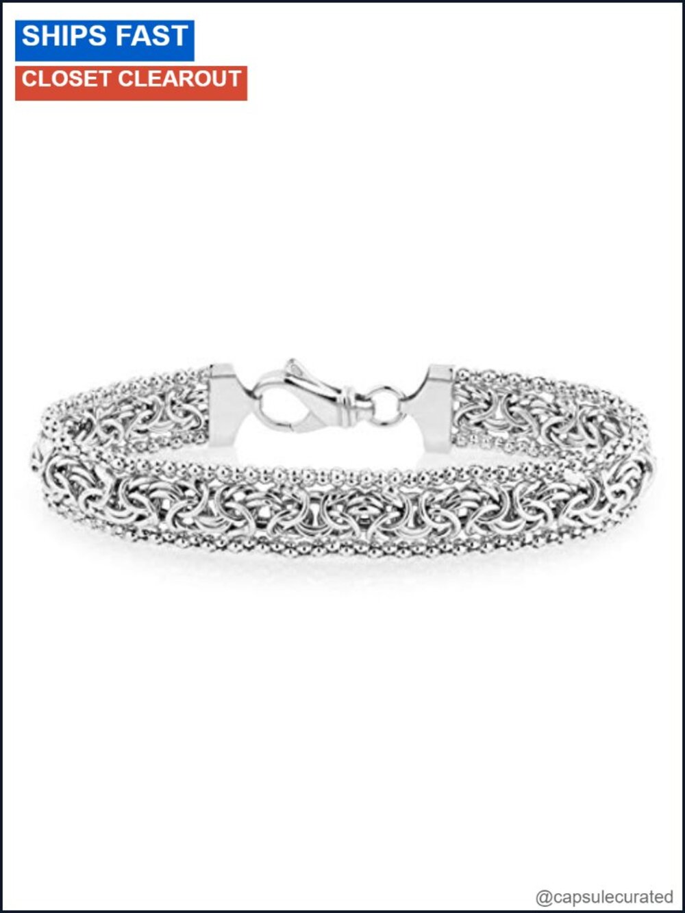 Italian 925 Sterling Silver 18K Gold Plated Byzantine Bracelet